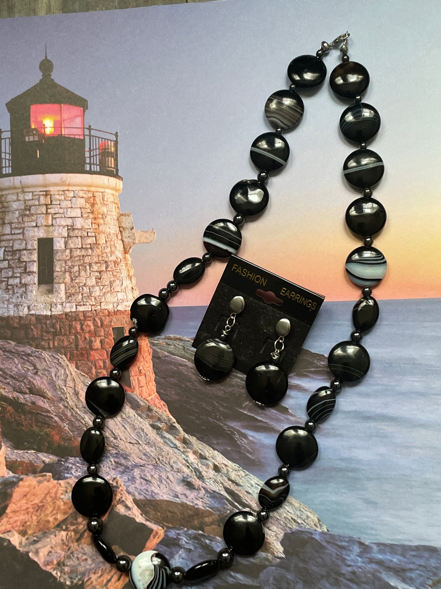 Black Agate and Hematite Necklace